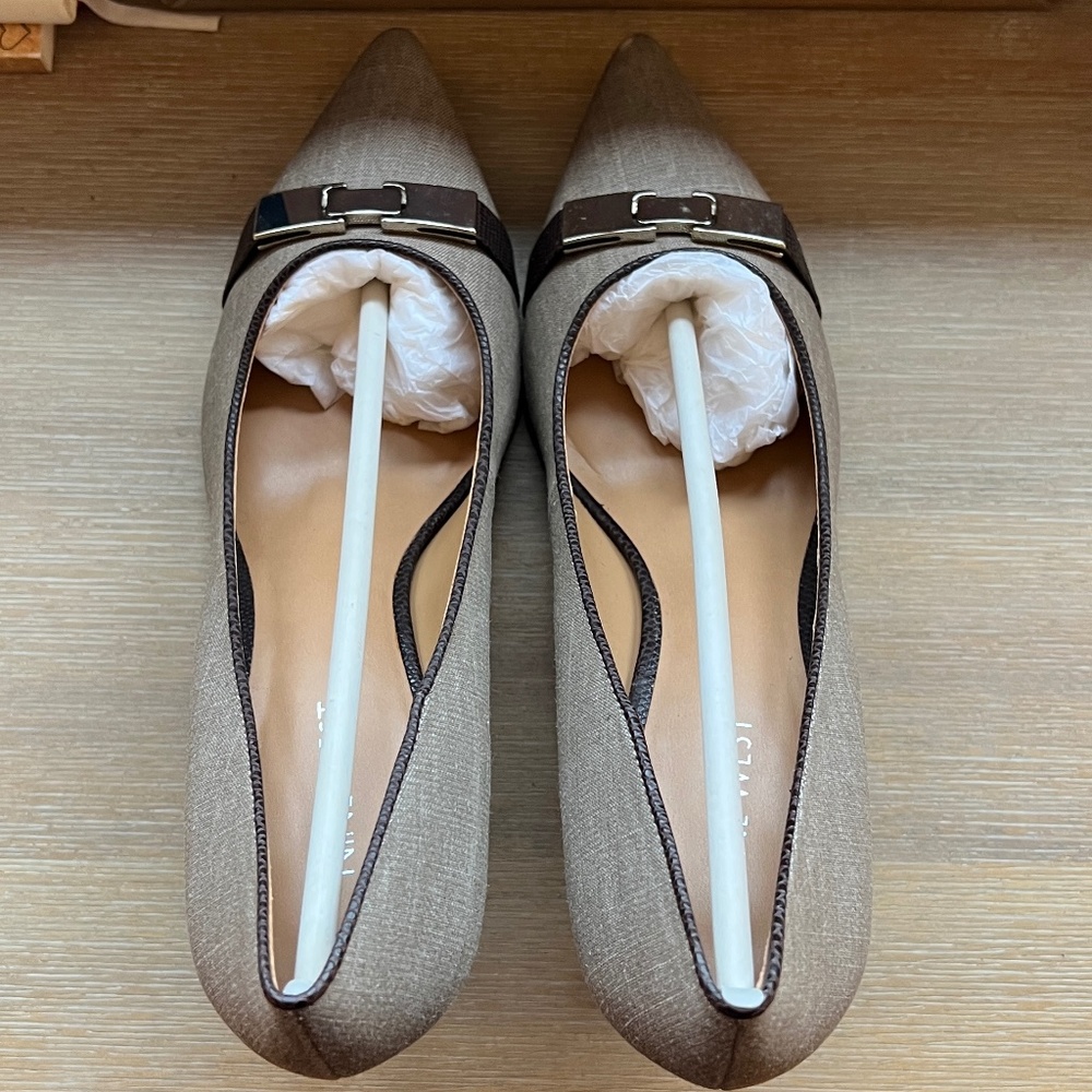 Nine West Linen Brown Heel Pump
